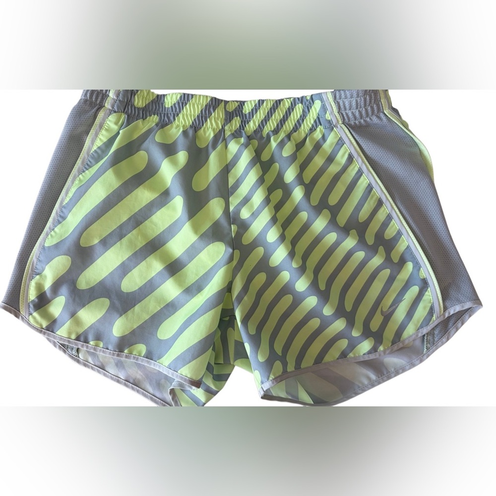 NIKE Gray/Green Dri Fit Tempo Athletic Shorts with inside attached panty size S.